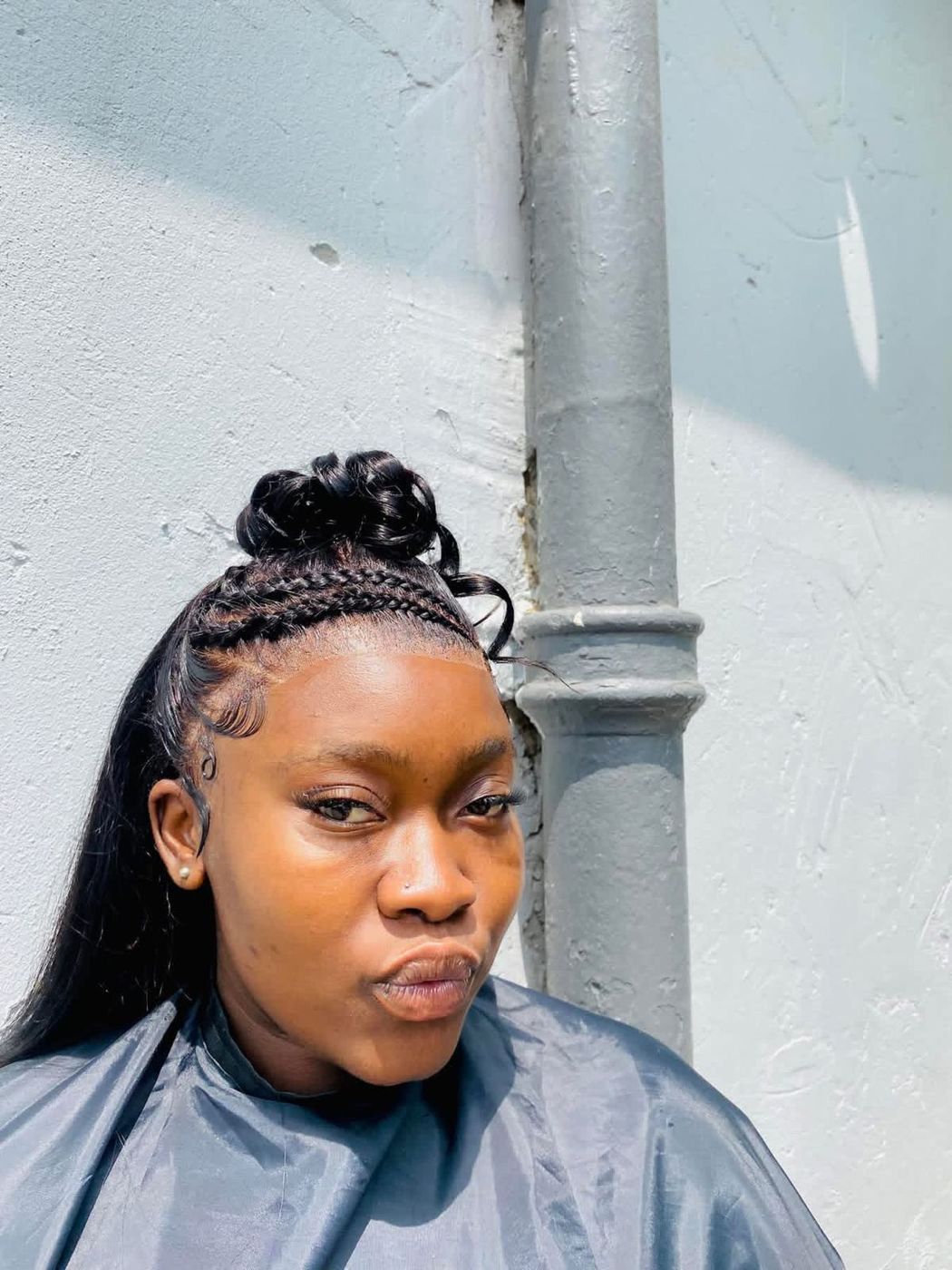 Braided updo wig styling